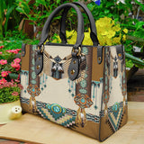 GB-NAT00059 Brown Pattern Breastplate Native Leather Bag