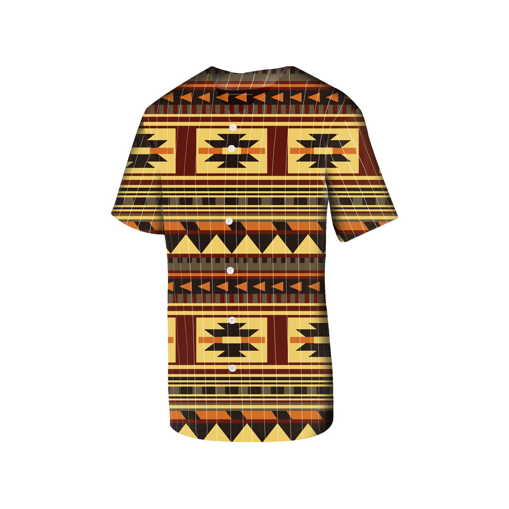 GB-NAT00507 Brown Ethnic Pattern Native Baseball Jersey