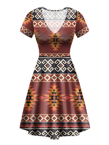 V-ND0034 Pattern Native V-Neck Dress