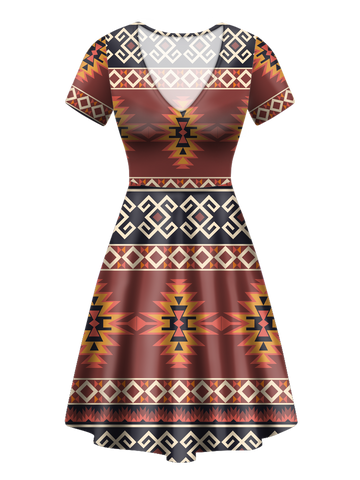 Powwow StoreVND0034 Pattern Native VNeck Dress