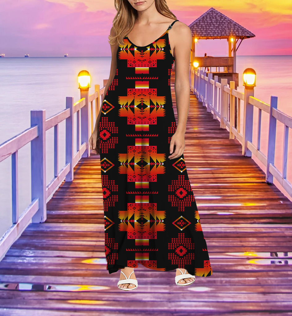 Powwow StoreGBNAT0072003 Tribe Design Native American Maxi Dress