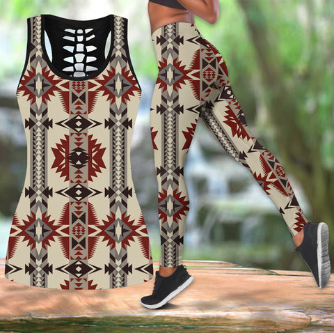 Powwow Store gb nat00594 geometric seamless pattern hollow tanktop legging set