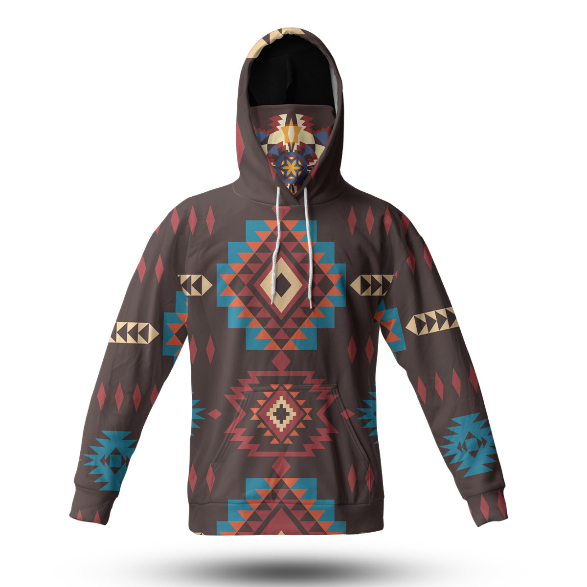 Powwow StoreHWM0015 Pattern Tribal Native 3D Hoodie With Mask