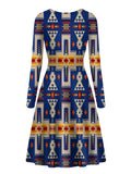 Powwow Store gb nat00062 04 navy design native long sleeve dress