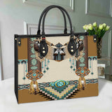 GB-NAT00059 Brown Pattern Breastplate Native Leather Bag
