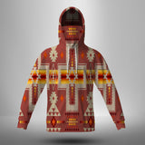 GB-NAT00062-11 Tan Tribe Design Native American 3D Hoodie With Mask