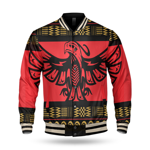 GB-NAT00048-01 Red Phoenix Native American Baseball Jacket