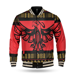 Powwow StoreGBNAT0004801 Red Phoenix Native American Baseball Jacket