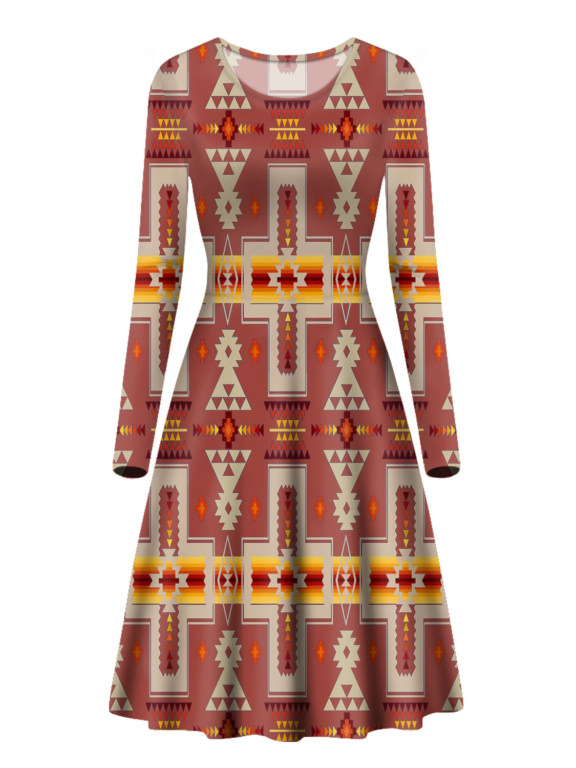 Powwow Store gb nat00062 11 tan design native long sleeve dress