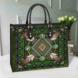 GB-NAT00023-01 Naumaddic Arts Green Leather Bag
