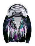 Powwow StoreGBNAT00356 Skull Chief Dream Catcher 3D Fleece Hoodie