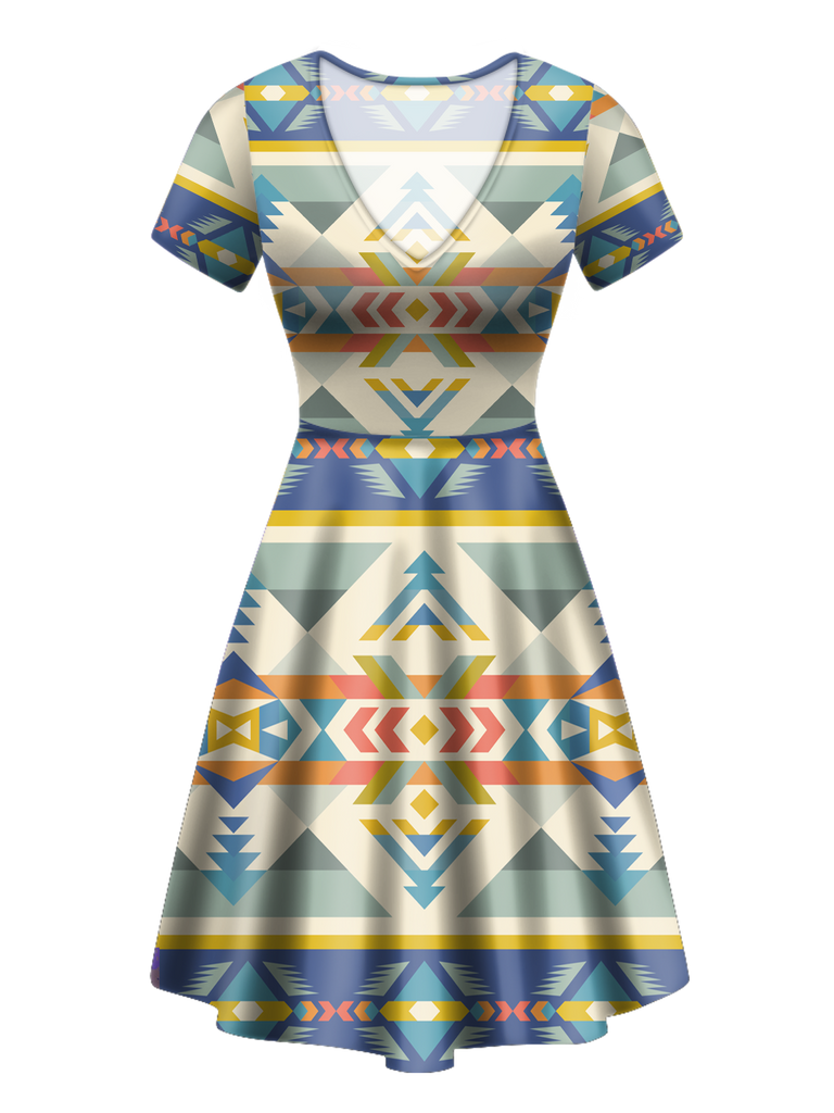 Powwow StoreVND0033 Pattern Native VNeck Dress