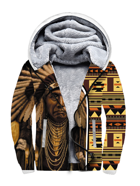 GB-NAT00419 Brown Chief Native 3D Fleece Hoodie