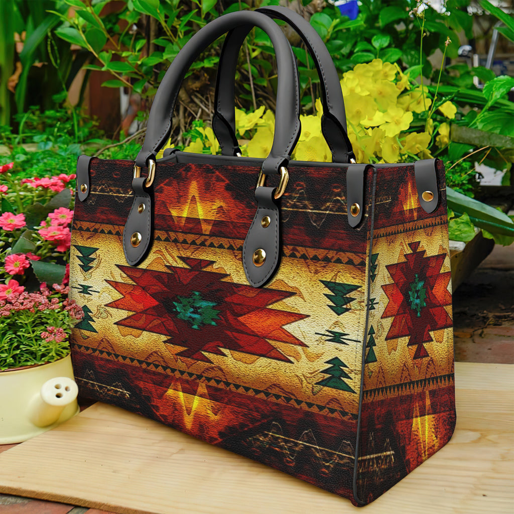 GB-NAT00068 United Tribes Brown Design Native American Leather Bag