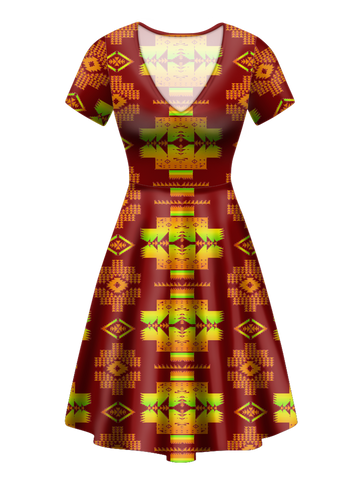 Powwow StoreGBNAT0072016 Pattern Native VNeck Dress