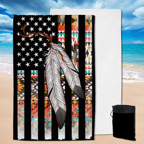GB-NAT00108	Native American Flag Feather Pool Beach Towel