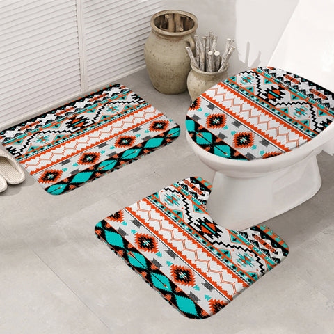 GB-NAT00152 Native American Border Design Patterns Bathroom Mat 3 Pieces