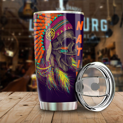 Powwow Store gb nat00270 purple skull chief native american 20oz tumbler