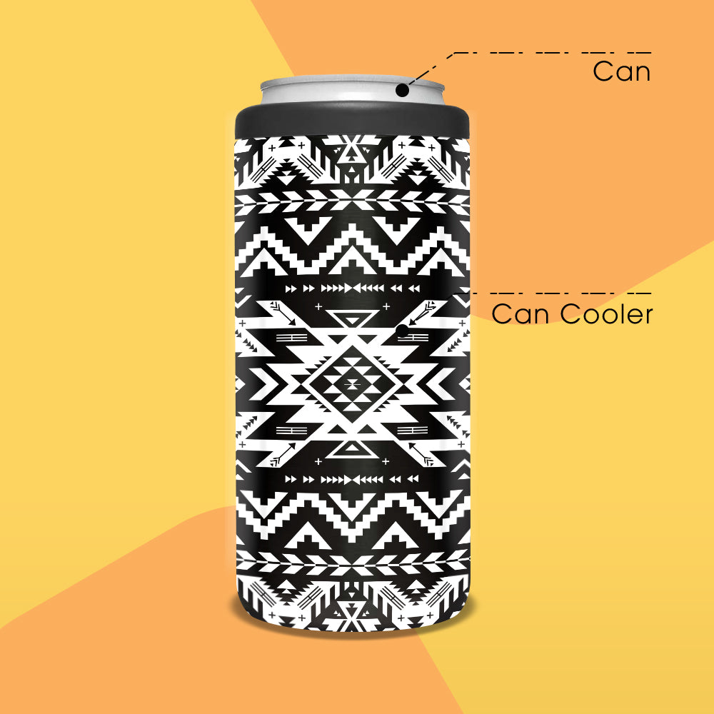 Powwow Store gb nat00441 black pattern native can cooler