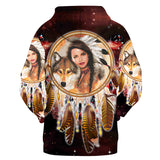 Powwow Store gb nat003517 native girl dream catcher red galaxy 3d hoodie