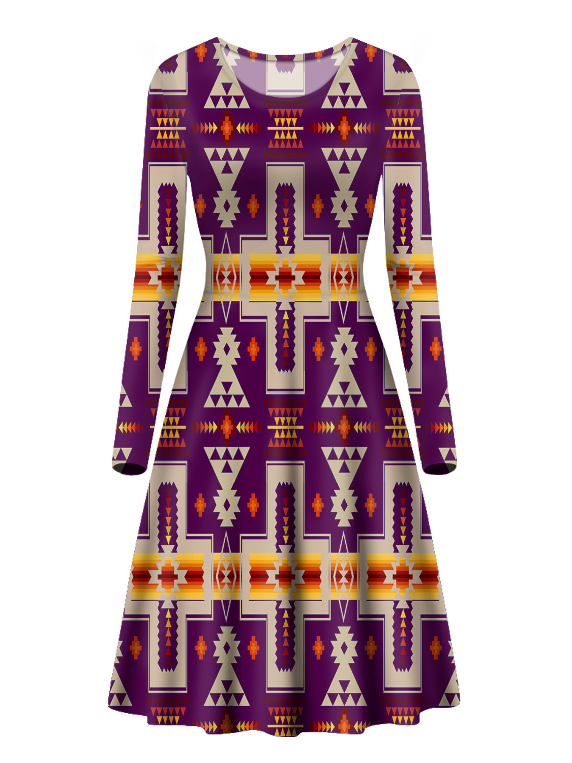 Powwow Store gb nat00062 09 purple design native long sleeve dress