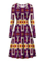 Powwow Store gb nat00062 09 purple design native long sleeve dress