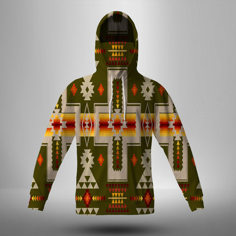 Powwow Store gb nat00062 12 dark green tribe design native american 3d hoodie with mask