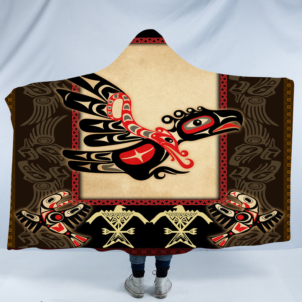 Powwow StoreHDB013 Pattern Native American Design Hooded Blanket