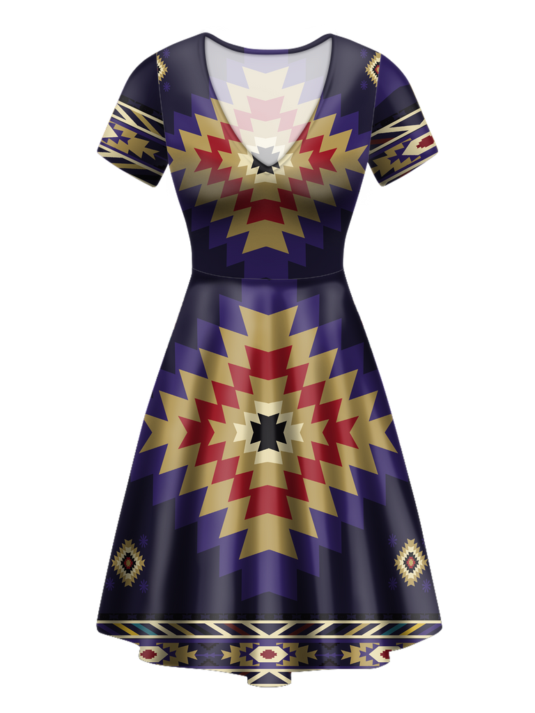 Powwow StoreVND0032 Pattern Native VNeck Dress