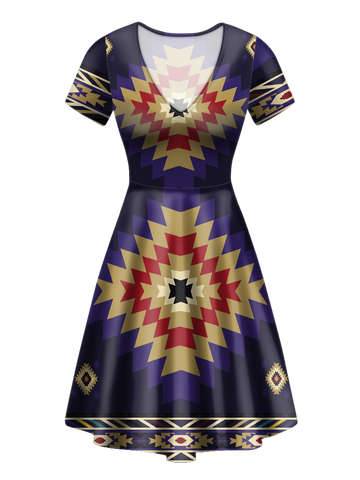 V-ND0032 Pattern Native V-Neck Dress