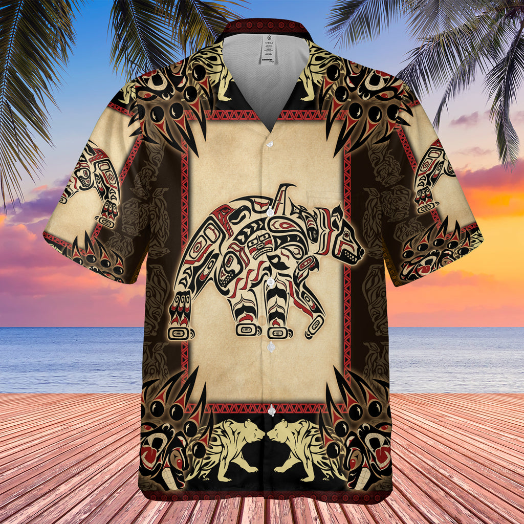 Powwow StoreGBNAT00735 Pattern Black Hawaiian Shirt 3D