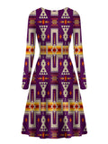 Powwow Store gb nat00062 09 purple design native long sleeve dress