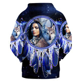 Powwow Store gb nat003518 native girl dream catcher blue galaxy 3d hoodie