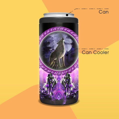 GB-NAT00564 Howling Wolf Dream Catcher Can Cooler