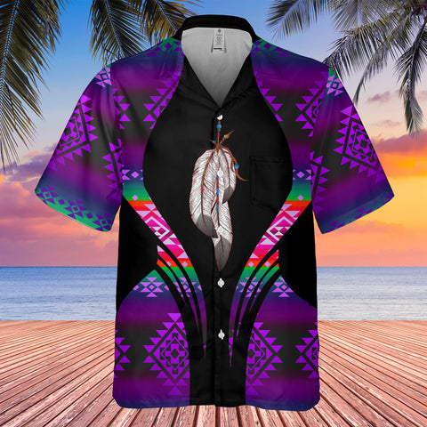 Powwow StoreGBHW000186 Tribe Design Native American Hawaiian Shirt 3D