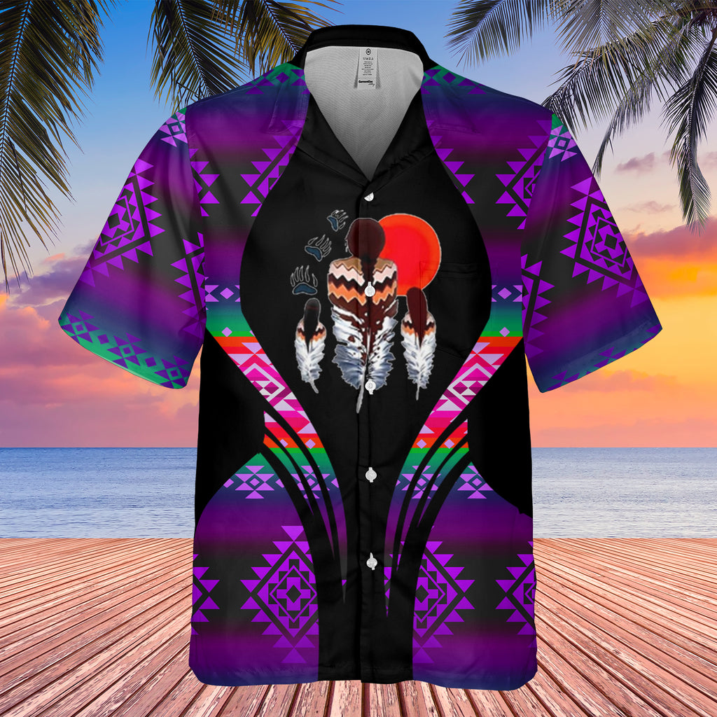 Powwow StoreGBHW000184 Tribe Design Native American Hawaiian Shirt 3D