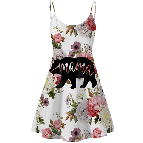 GB-NAT00195 Mama Bear Flower Rose Strings Dress
