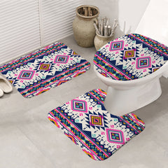 GB-NAT00316 Pink Pattern Native American Bathroom Mat 3 Pieces - Powwow Store