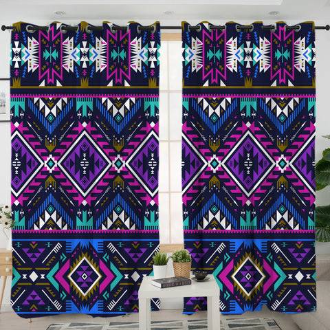 GB-NAT00380 Purple Tribe Pattern Living Room Curtain