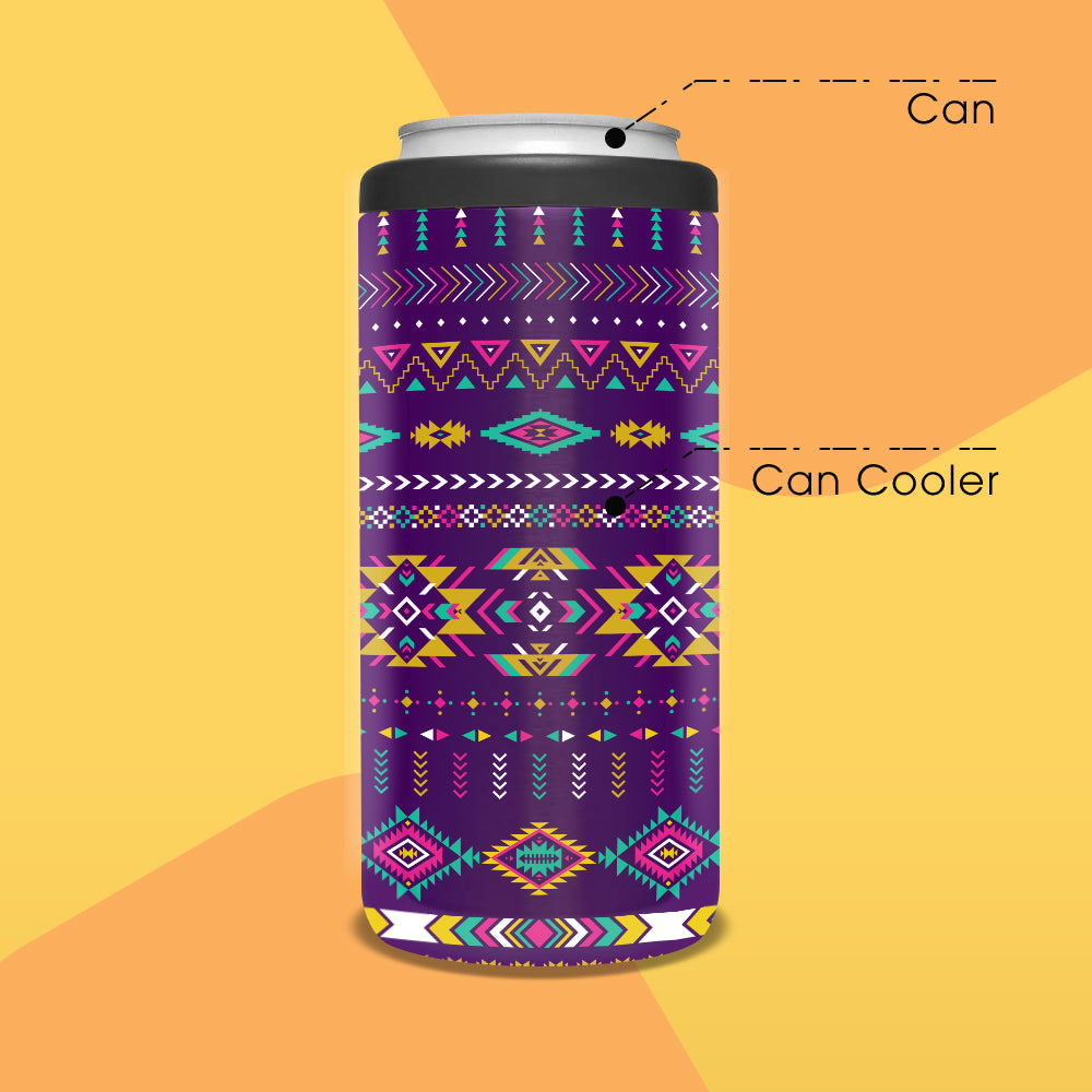 GB-NAT00549-02 Light Purple Pattern Native Can Cooler