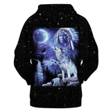 Galaxy Chief & Wolf Native American All Over Hoodie no link