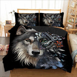 3D Wolf Native American Bedding Set