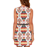 Powwow Store gb nat00075 white tribes pattern native american womens sleeveless dress