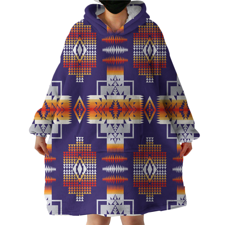 Powwow Store gb nat0004 purple pattern sherpa hoodie blankets