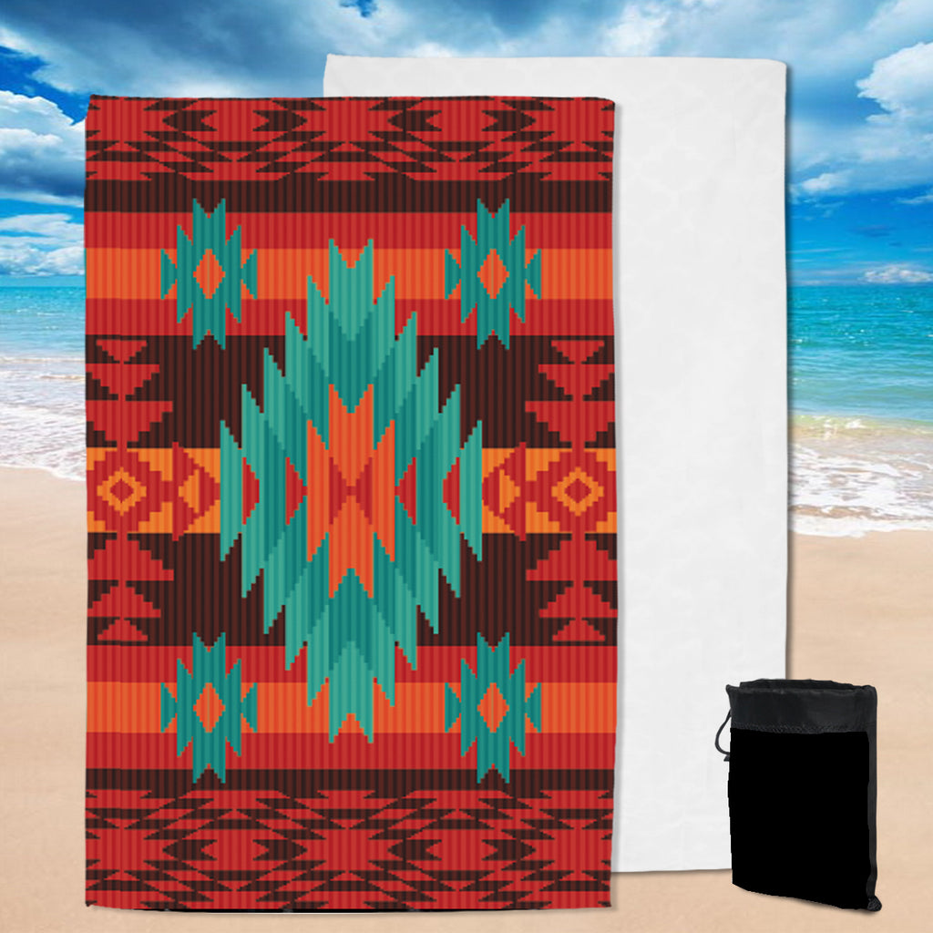 Powwow Store gb nat00611 red geometric pattern pool beach towel