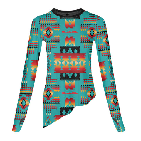 Powwow StoreGBNAT0004601 Tribes Pattern 3D Dance Long Sleeve Tshirt