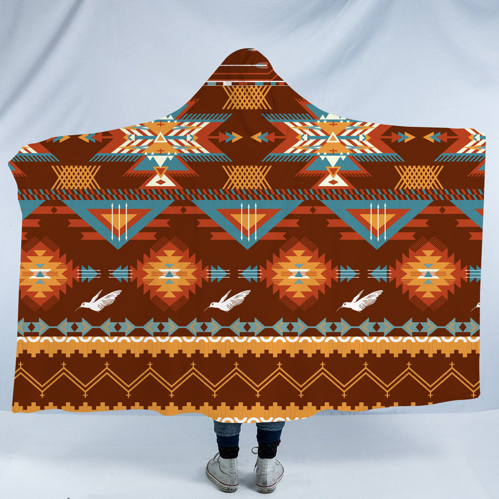 Powwow Store gb nat00580 pattern with birds hooded blanket