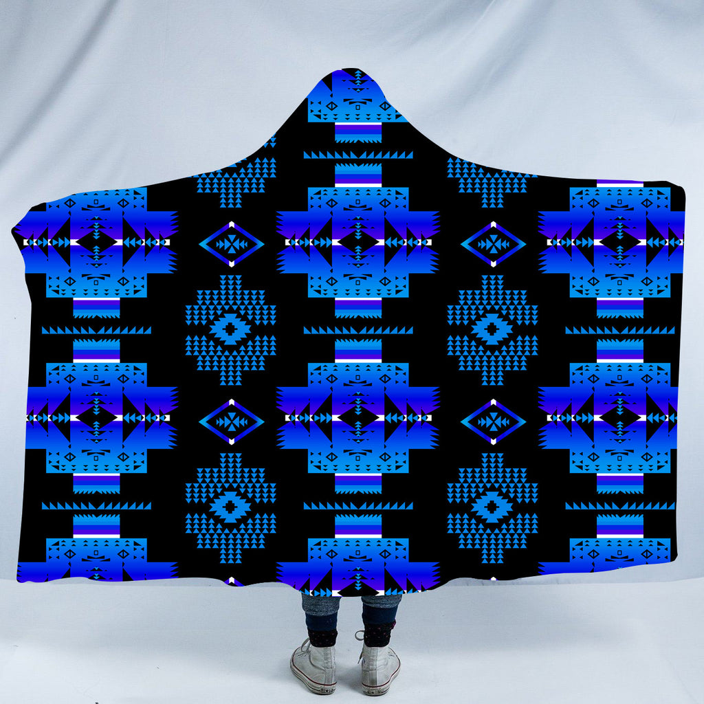 Powwow StoreGBNAT0072002 Pattern Native American Design Hooded Blanket