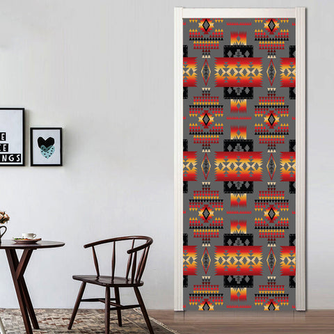 Powwow Store gb nat00046 11 gray tribe pattern native american door stickers