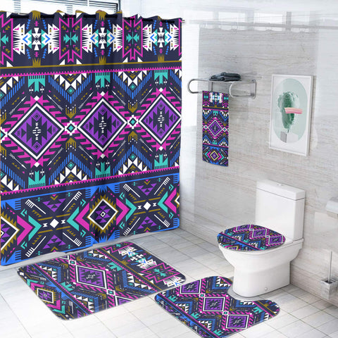 GB-NAT00380 Purple Pattern  Bathroom set